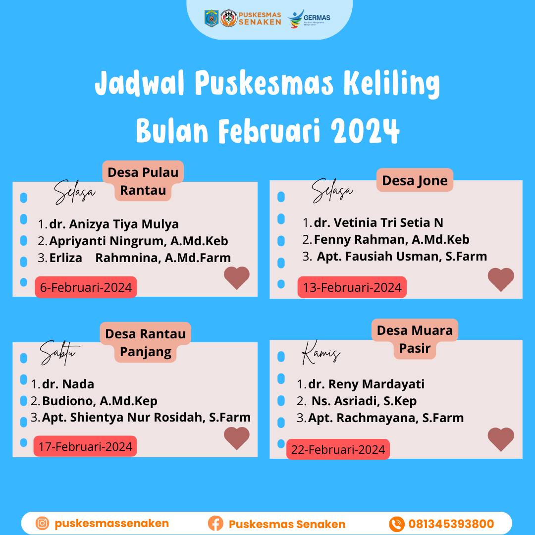 JADWAL PUSKESMAS KELILING (PUSLING) BULAN FEBRUARI 2024