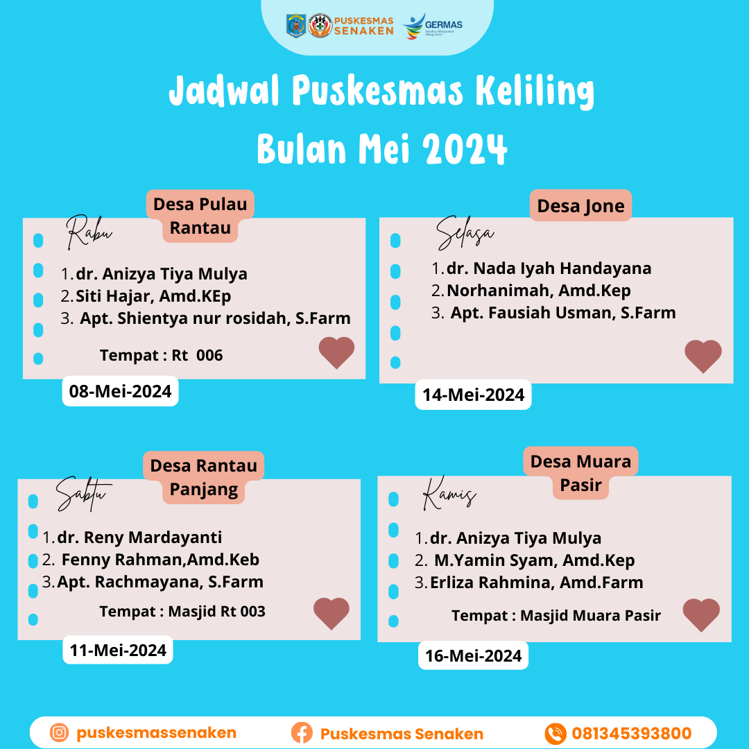 JADWAL PUSKESMAS KELILING (PUSLING) BULAN MEI 2024