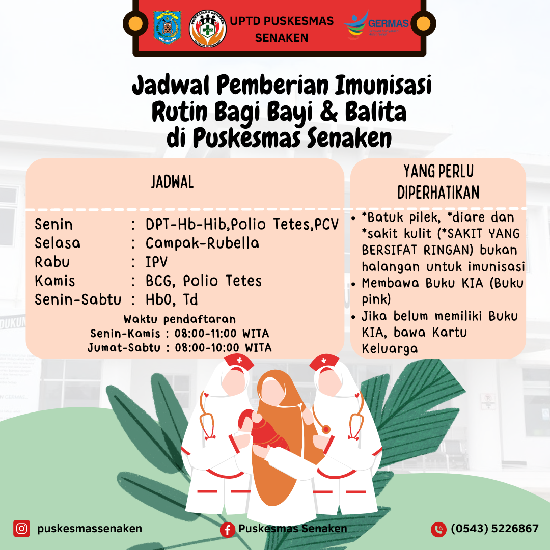 Jadwal Imunisasi Puskesmas Senaken